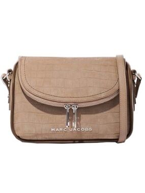 Marc Jacobs Taupe Croc-Embossed Leather Crossbody Bag
